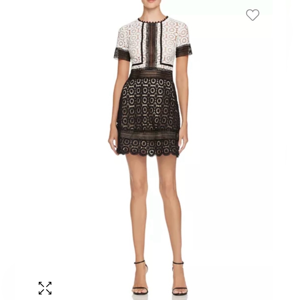 NWOT Aqua Colorblock Black and White Lace Dress XS